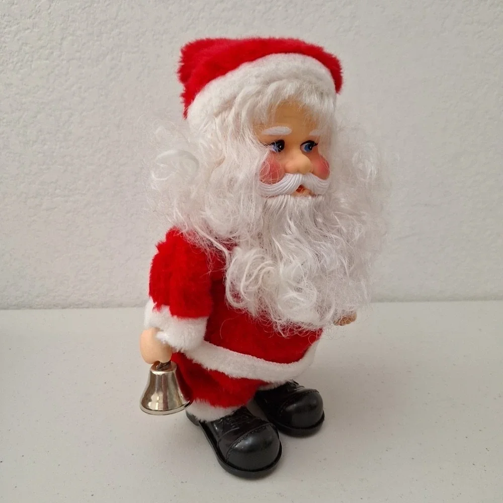 Vintage 10 Inch Christmas Walking Santa Claus Musical Toy Animated Works